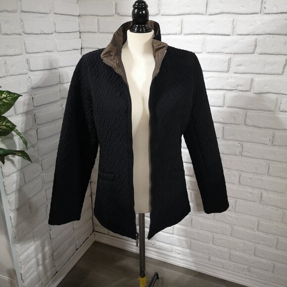 Talbots Ladies Size Medium Reversible Full Zip Black/Bronze Jacket - Picture 10 of 14